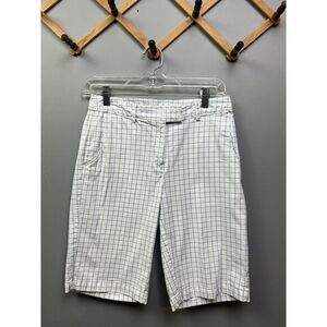 Lady Hagan Shorts Women's Size 2 Casual Blue/White Plaid Front Zip Golf Bermuda‎